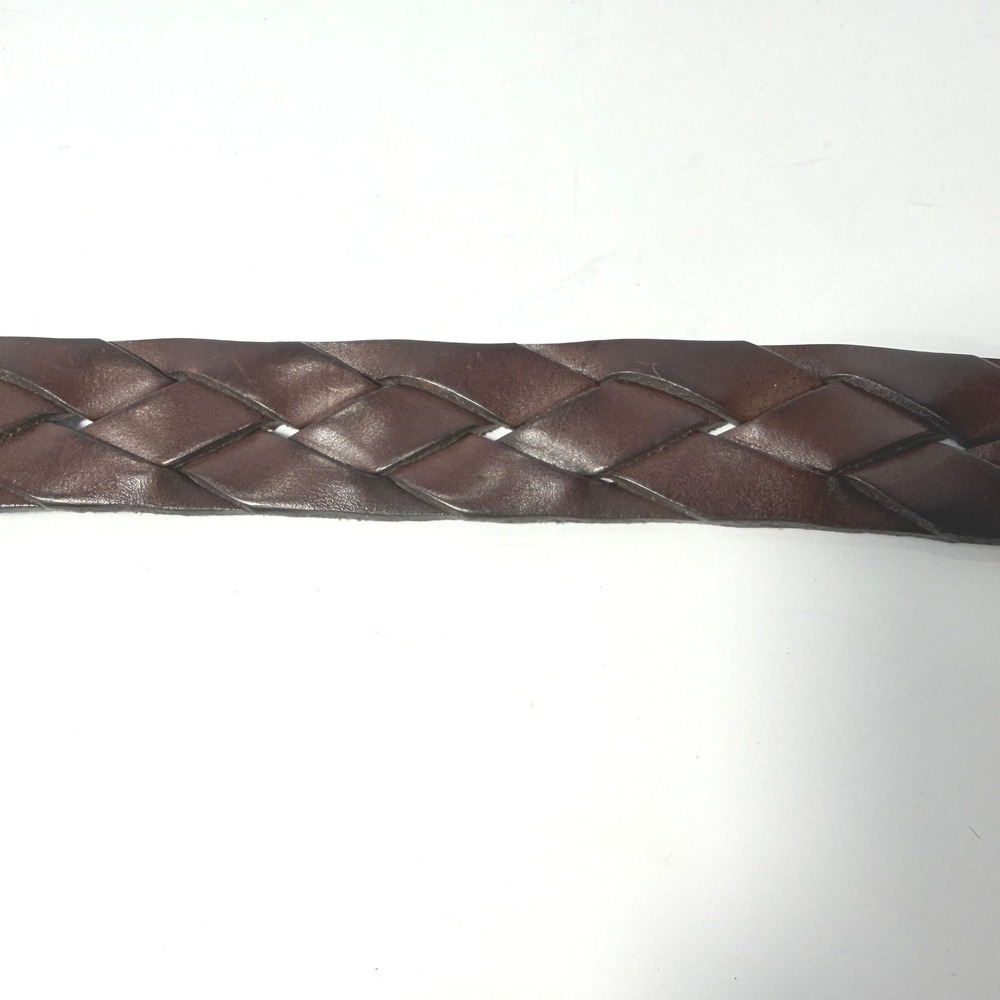 Mens Full Grain Braided Leather Belt Dark Brown Solid Brass Buckle Size 38 5000 - Picture 7 of 10